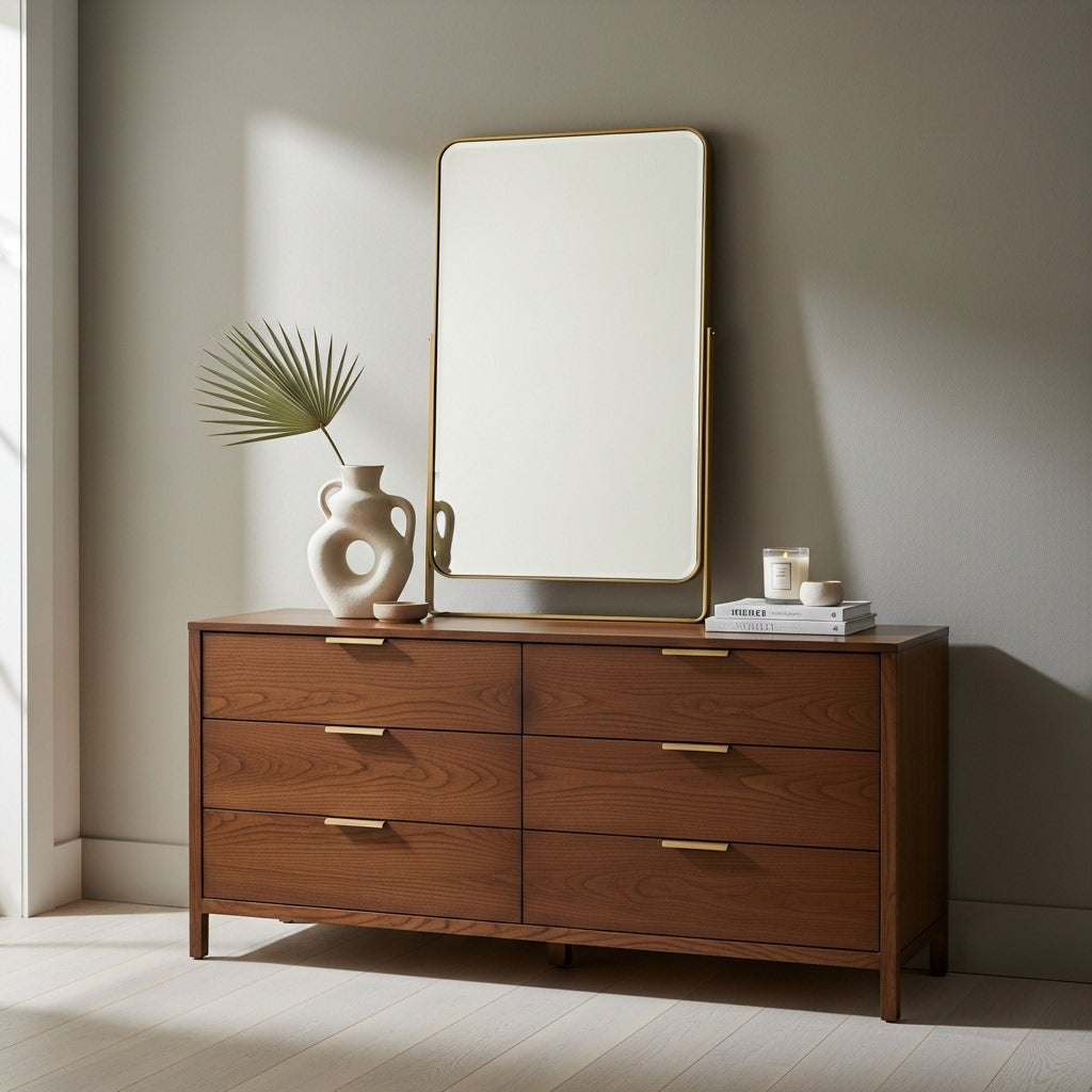 Dresuar ve aynalar, modern tasarımlarla giriş ve salon dekorasyonunu zenginleştirir.