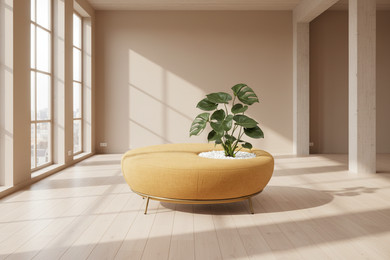 Staınle Puf - Modern Yuvarlak Saksılı Oturma Puf | Tarzdeco